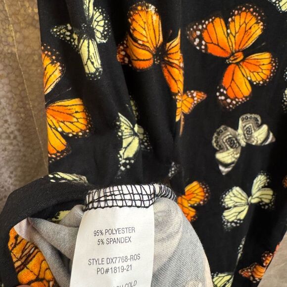 Liz & Sara Black Orange Butterfly Cut Out Stretchy Maxi Dress NWT - Picture 7 of 10